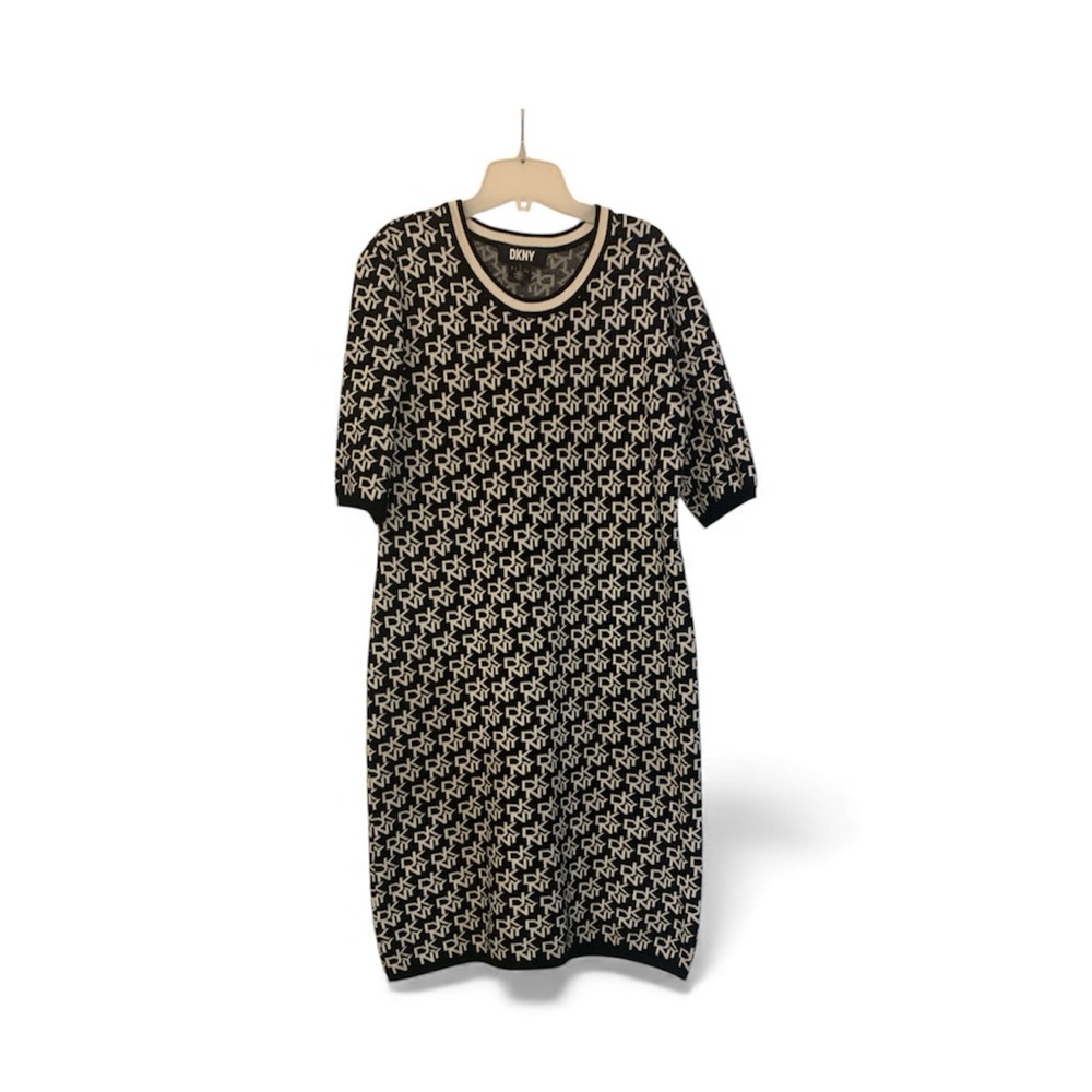 DKNY Monochrome Geometric Midi Dress